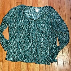 Dana Buchman Blue Print Long Sleeve‎ Shirt Size Large